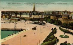 VINTAGE POSTCARD Holy Malo Panorama towards the ports Vincent Saint and large door and the tower of the castle