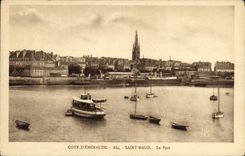 VINTAGE POSTCARD Holy Malo the port Boats