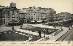 CPA Rennes Le Palais du Commerce et les Nouveau Jardins sur la Vilaine