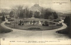 VINTAGE POSTCARD Puy the public garden of the Horseshoe seen from museum