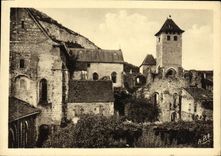 VINTAGE POSTCARD Valley of Cete Marclhac Abbey church and Ruins of L Abbey