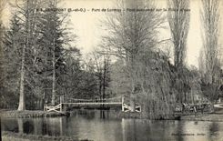 CPA Loncpont Parc de Lormoy Pont Suspendu sur la Piece d eau animee 