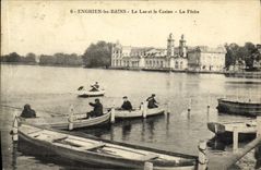 VINTAGE POSTCARD Enghien Les Bains the Lake and the Casino Fishing Boats