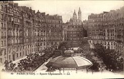 VINTAGE POSTCARD Paris Clignancourt Public garden