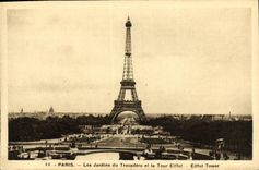 CPA Paris Les Jardins du Trocadero et la Tour Eiffel