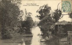 VINTAGE POSTCARD St Menebould L Aisne Seen of the Red Bridge