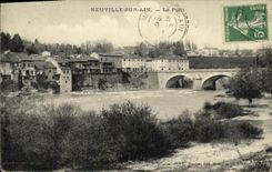 VINTAGE POSTCARD Neuville On Ain the Bridge