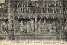 CPA Chartres La Cathedrale Fragment du tour du choeur Bapteme de Notre Seigneur Jesus Christ la tentation de Jesus 