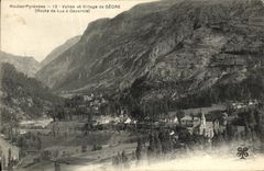 VINTAGE POSTCARD Valley and Village of Gedre Route of Luz have Gavarnie