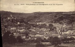 VINTAGE POSTCARD L Auvergne View of Champeix and Its Vineyard