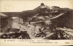VINTAGE POSTCARD L Auvergne the top of Puy de Dome Terrace of L Inn of the Mercury temple and L observatory