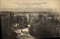 CPA Tarbes Panorama de la Chaine des Pyrenees Prise de la Tour du Jardin Massey