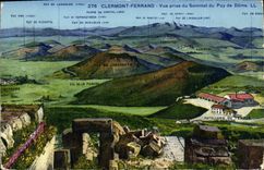 POSTAL Clermont Ferrand de la VENDIMIA vista de la cumbre de Puy de Dome