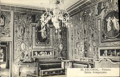 VINTAGE POSTCARD El Escorial Palacio Pompeyano Living room