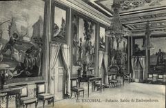 VINTAGE POSTCARD El Escorial Palacio Living room of Embajadores