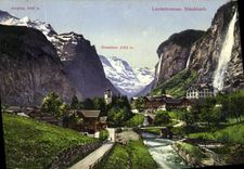 VINTAGE POSTCARD Lauterbrunnen Staubbach Grosshorn