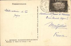 Alrededores de la POSTAL de la VENDIMIA del panorama de Meknes Moulay Idriss y Chaine de Zerhoun