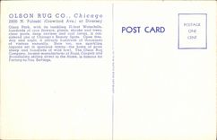 VINTAGE POSTCARD Waterfalls and Garden Rock n roll In Olson Park Surrounding Rug Factory