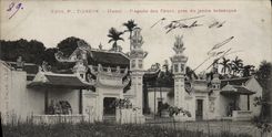 VINTAGE POSTCARD Tonkin Hanoi Pagoda of Pre Fieuis of the Botanical garden Indo China Elephant