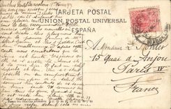 VINTAGE POSTCARD Barcelona Puerta of Paz there Aduania