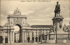 CPA Lisboa Estatua D Jose Arc da Rua Augusta