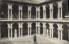 VINTAGE POSTCARD Milano Interno del Cortile di Brera
