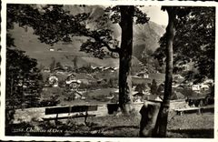 VINTAGE POSTCARD Castle D Oex since the terrace Of Church