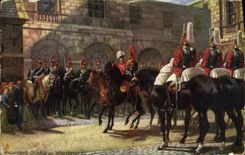 VINTAGE POSTCARD London Mounting Guard Militaria