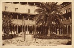 VINTAGE POSTCARD Mallorca Series Vll Palma Claustro of San Francisco