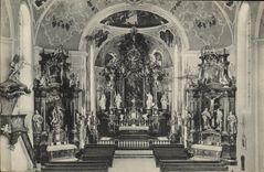 VINTAGE POSTCARD Oberammergau Inneres der Kirche