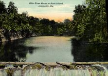 VINTAGE POSTCARD Ohio To rivet Scene At Rock n roll Island Louisville