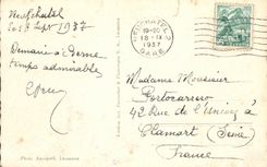 VINTAGE POSTCARD Neuchatel the Lake the Collegial one and the Castle seen D plane