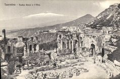 POSTAL Taormina Teatro Greco E L el Etna de la VENDIMIA