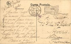 Feria de mundo de la POSTAL de la VENDIMIA e International de Gante 1913 el honor de la corte D