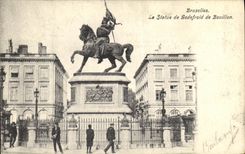POSTAL Bruselas de la VENDIMIA estatua de Goldefroid de Bouillon