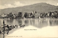 VINTAGE POSTCARD Vevey and the Mount Pilgrim