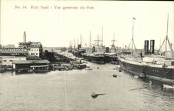 CPA Port Said Vue Generale du port Bateaux 