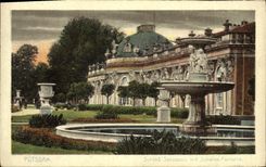 CPA Potsdam Schlob Sanssouci mit Schalen Fontaine 