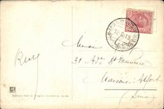 Sulla Frontiera Italia Francia del pez gordo de Ventimiglia de la POSTAL de la VENDIMIA