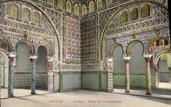 VINTAGE POSTCARD Sevilla Alcazr Living room of Embajadores