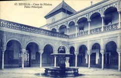 VINTAGE POSTCARD Sevilla Put of Pilatos Patio principal