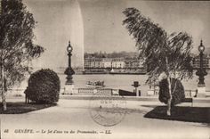 VINTAGE POSTCARD Geneva the Jet D water seen of the Walks