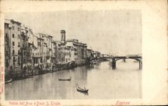 CPA Veduta dell Arno e Ponte S Trinita Firenze 