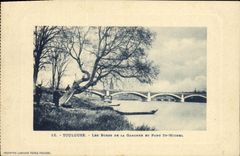 Bordes de Toulouse de la POSTAL de la VENDIMIA del Garona y del Pont Miguel