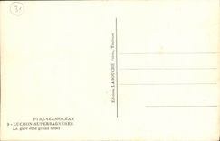 VINTAGE POSTCARD Luchon Superbagneres Train station and the Large Hotel