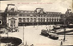 VINTAGE POSTCARD Toulouse Train station Matabiau Orleans Midday