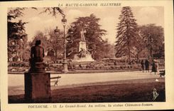 POSTAL Toulouse de la VENDIMIA el redondo grande en el medio la estatua Clemence Isaure