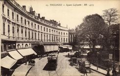 Tranvia de Lafayette del jardin público de Toulouse de la POSTAL de la VENDIMIA