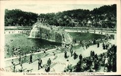 POSTAL Toulouse de la VENDIMIA la piscina pública del parque de Toulouse la roca y la playa de los ninos