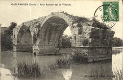 VINTAGE POSTCARD Gallargues Romain Bridge On Vidourle